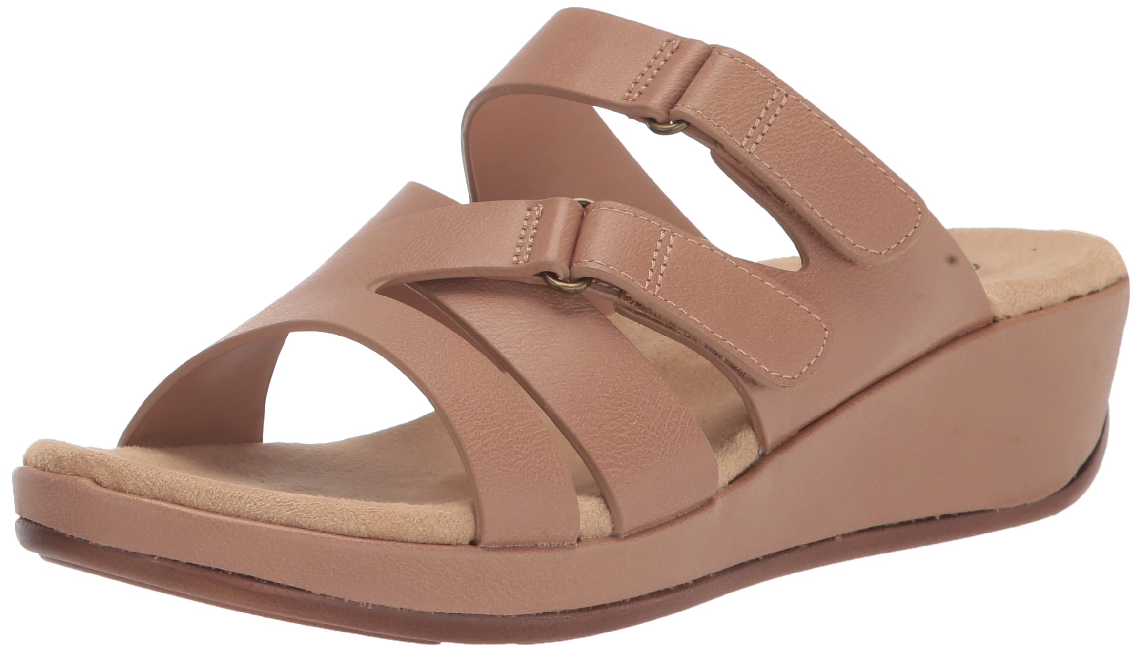 Easy Street Women's Koda Wedge Sandal + Comfort + Casual Wear + Comfortable Heel + Wide Fit + Soft Leather + Slip On + L